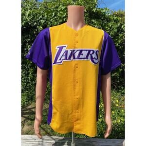 VTG Majestic Los Angeles Lakers Warm up Shirt Men Size Large NBA Rare 90s USA